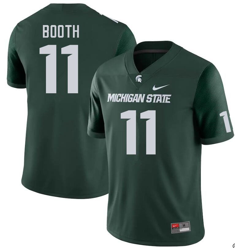 Men #11 Antoine Booth Michigan State Spartans College Football Jerseys Sale-Green